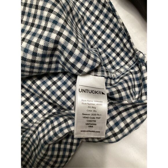 UNTUCKit Flannel Cerasuola Button Up Plaid. Shirt Sz XL Blue White - Picture 9 of 9